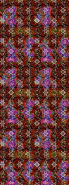 Kahverengi, kırmızı ve siyah küçük çiçekler ve kahverengi, kırmızı ve siyah renkli komik böcekler, raster desen, illüstrasyon.