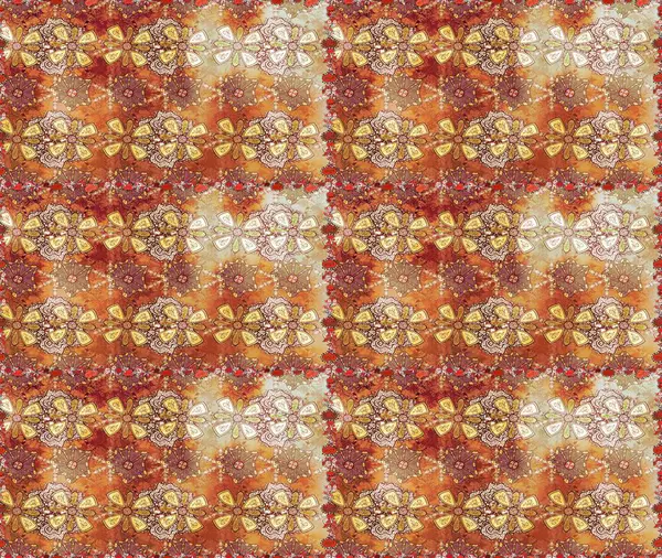 Nazik, narin çiçek arkaplanı. Çiçekli karalama şeklinde Raster çiçek deseni. Kahverengi ve bej renkli çiçekler.