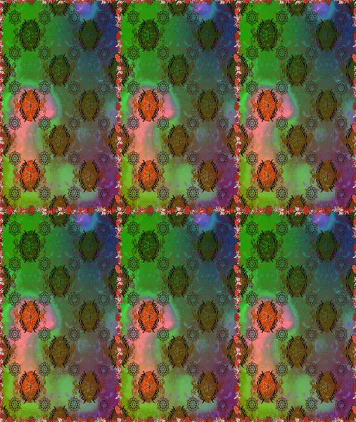 Kusursuz. Raster illüstrasyonu. Şirin çiçek elementleri. Yeşil renkte çiçekler.