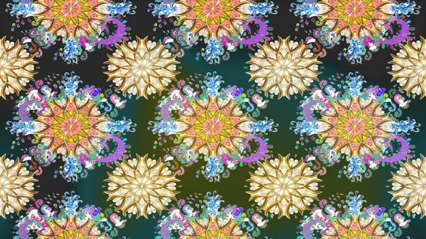 Çizgisiz desen. Şirin çiçekler. Raster Moda kumaş deseni.