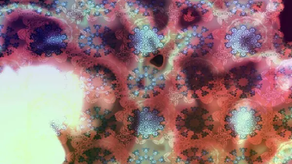 Çiçeksel fantezi tasarımı ve parlak bir arka plan çizimi. Düz Çiçek Elementleri Tasarımı. Renkli Bahar Teması çizim şablonu.