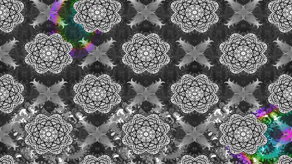 Parlak renkli çiçekleri ve gri renkli yaprakları olan harika bir çiçek deseni. Moda baskıları için zarif bir şablon. Halk tarzı. Modern çiçek arkaplanı.