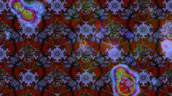 Kahverengi, mor ve siyah papatyalardan oluşan kahverengi, mor ve siyah bir desen. Kahverengi, mor ve siyah renklerde. Raster illüstrasyonu.