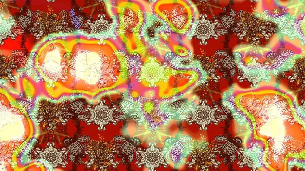 Düz Çiçek Elementleri Tasarımı. Raster illüstrasyonundaki çiçek desenli çizim. Renkli Bahar Teması eskiz kalıbı. Süslü kumaş deseni.