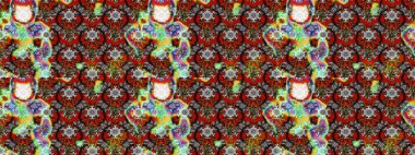 Çiçek buketleriyle klasik bir eskiz şekli. Raster illüstrasyonu. Gri, kırmızı ve kahverengi renklerde.