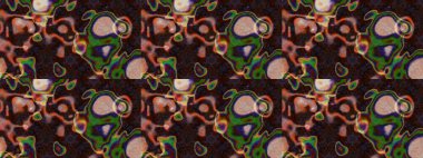 Renkli Bahar Teması eskiz kalıbı. Çocuk stili. Düz Çiçek Elementleri Tasarımı. Çiçekli çizim raster arkaplanı.