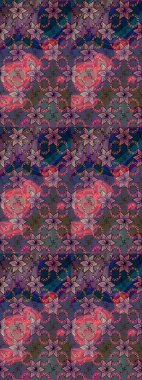 Raster illüstrasyonu. Asya tekstil tarzında. Raster illüstrasyonu. Kusursuz çiçek deseni. Mavi ve gri renkte çiçekler.