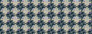 Kıvırcık, parlak örgü. Çiçek çelengi. Desen, çizim, çiçek sınırı. Eski moda arka plan. Güzel, parlak, pürüzsüz kumaş, tuval. Raster illüstrasyonu.