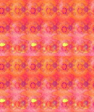 Renkli çizim kalıbı. Çiçek duvar kâğıdı. Raster illüstrasyonu. Çiçek arkaplan. Turuncu renkli şirin tekstil.