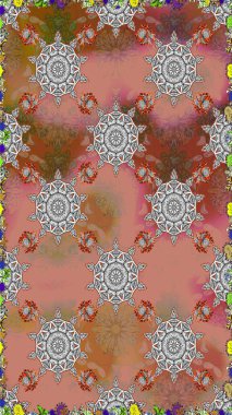 Kahverengi renkli çiçekler. Raster illüstrasyonunda kusursuz çiçek deseni.