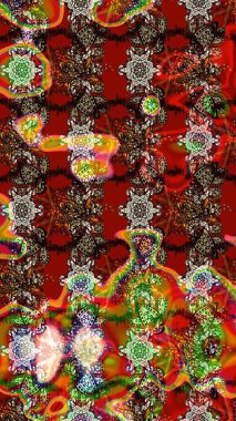 Kırmızı, kahverengi ve nötr renklerde çiçekler. Renkli Yaz Temalı eskiz kalıbı. Düz Çiçek Elementleri Tasarımı. Sevimli çiçek raster deseni.