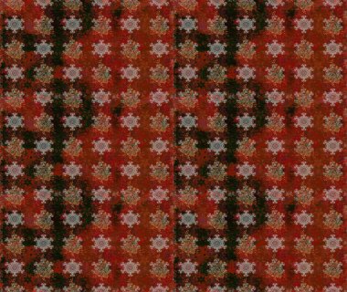 Kahverengi ve kırmızı arka planda. Çocuksu tasarım. Tekstil, kumaş, ambalaj, hatıra defteri için hoş bir çiçek arkaplanı. Elle çizilmiş karalama çiçekleri ile pürüzsüz desen.