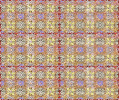 Raster illüstrasyonu. Kusursuz desen. Hint süsü. Renkli süs kenarı. Tarafsız ve bej renklerde. Çiçek duvar kağıdı.