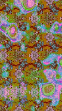 Raster çiçek desenli çiçek deseni, yapraklar, dekoratif elementler, sıçrama, lekeler, el çizimi kontur çizgileri ve Doodle çizim stili, grafik raster çizim çizimi.