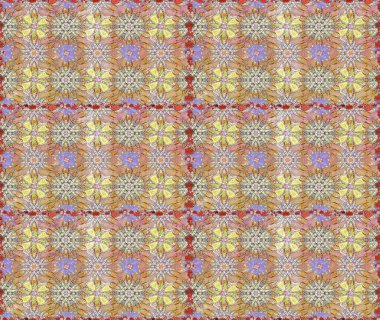 Raster illüstrasyonu. Kusursuz desen. Hint süsü. Renkli süs kenarı. Tarafsız ve bej renklerde. Çiçek duvar kağıdı.