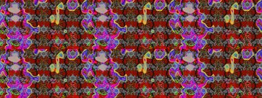 Raster suluboya çiçek deseni, narin çiçekler, gri, kırmızı ve kahverengi çiçekler, tebrik kartı şablonu. Raster Güzel kumaş deseni.