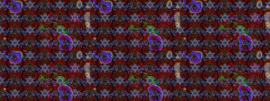 Varicolobrown, kırmızı ve siyah raster çizimi. Bir sürü kahverengi, kırmızı ve siyah soyut çiçekli tropik eskiz deseni. Küçük çiçekte sevimli çiçek deseni var..