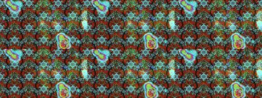 Küçük çiçekteki sevimli çiçek deseni. Çiçekler mavi, kahverengi ve yeşil renklerde.