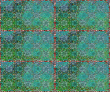 Düz Çiçek Elementleri Tasarımı. Raster illüstrasyonunda kusursuz çiçek deseni. Yeşil renkli çiçekler. Renkli Bahar Teması Kusursuz Arkaplan.