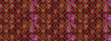 Arkaplan dokusu, duvar kağıdı, çiçek teması kahverengi, kırmızı ve siyah renkler. Soyut etnik raster çizim kalıbı. Kabile sanatı boho baskısı, klasik çiçek arkaplanı.