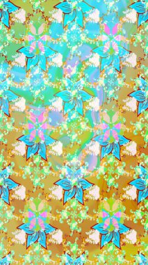 Raster deseni. Küçük çiçekte güzel bir çiçek deseni var. Çiçekli çiçek deseni, suluboya..