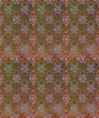 Raster deseni. Bahar çiçekleri dallı desen, kahverengi ve bej renkler çiçekli siluet.