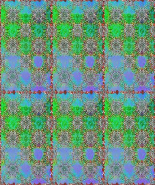 Çiçekli karalama şeklinde Raster çiçek deseni. Yumuşak, bahar çiçekli arka plan. Yeşil ve mavi renkte çiçekler.