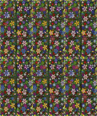 Çiçek duvar kâğıdı. Çiçek arkaplan. Raster illüstrasyonu. Yeşil ve gri renkli şirin tekstil tarzında. Renkli, pürüzsüz desen.