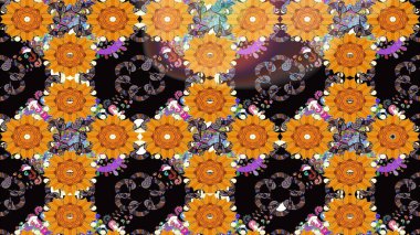 Küçük çiçekteki sevimli çiçek deseni. Siyah renkte çiçekler.