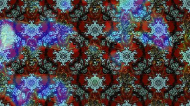 Moda baskıları için zarif bir şablon. Parlak renkli çiçekleri ve mavi, kahverengi ve gri renkte yaprakları olan harika bir çiçek deseni. Modern çiçek arkaplanı. Halk stili.