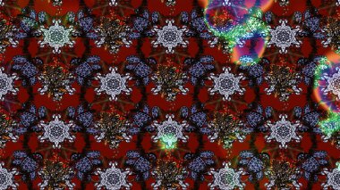 Renkli Bahar Teması eskiz kalıbı. Raster Modaya uygun kumaş deseni. Düz Çiçek Elementleri Tasarımı. Kırmızı, kahverengi ve siyah renkli şirin çiçek deseni.