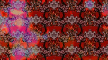 Kahverengi, kırmızı ve pembe renkli güzel çiçekli eskiz deseni, suluboya çiçek deseni, duvar kağıdı, kart veya kumaş için fayanslı. Raster..