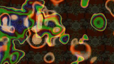 Kahverengi, gri ve yeşil renklerde bahar çiçekleri. Raster illüstrasyonu. Patlayan çiçekler soyut olarak yerleştirilmiş. Raster deseni.