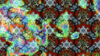 Çiçekli karalama şeklinde Raster çiçek deseni. Nazik, narin çiçek arkaplanı. Çiçekler yeşil, mavi ve gri renkte.