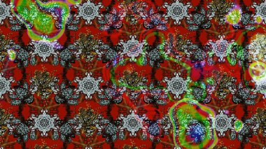 Hediye ambalaj kağıdı, tebrik kartları, posterler ve pankart tasarımı. Raster düz çiçek çizim deseni. Çiçekler kırmızı, kahverengi ve gri renklerde.