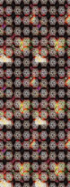 Hediye ambalaj kağıdı, tebrik kartları, posterler ve pankart tasarımı. Raster düz çiçek çizim deseni. Siyah renkte çiçekler.