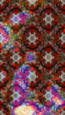 Düz Çiçek Elementleri Tasarımı. Çiçek desenli çizim. Güzel kumaş deseni. Raster illüstrasyonu. Asya tekstil tarzında. Renkli Bahar Teması çizim şablonu.