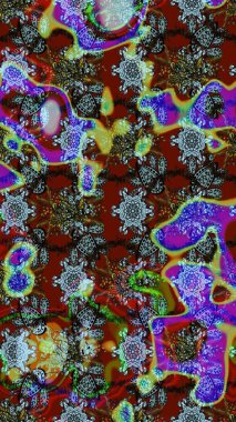 Çiçekler suluboya tarzında kırmızı, kahverengi ve mavi renklerde. Raster illüstrasyonunda çiçek deseni çizimi.