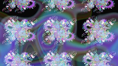 Vadinin mavi ve mor renkli çiçekleri. Raster dikişsiz çiçek deseni.