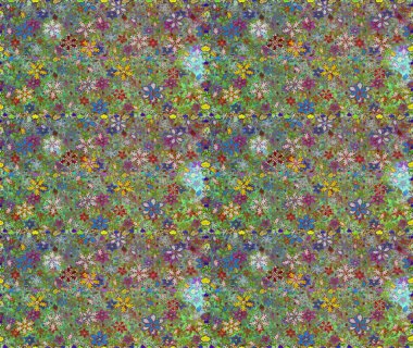 El çizimi. Suluboya çizimi. Çiçeklerle kusursuz desen. Yeşil ve nötr renkte çiçekler.