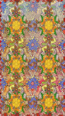 Küçük çiçekteki sevimli çiçek deseni. Güzel karalama çiçekleri olan kusursuz çiçek desenleri. Raster illüstrasyonu. Güzel kumaş deseni.