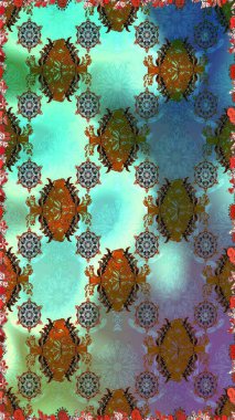 Raster illüstrasyonu. Mavi renkli çiçekler. Küçük çiçekte sevimli çiçek deseni var..