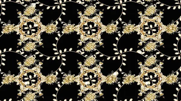 Raster skeci. Eskiz geçmişi. Renkli desenli eskiz deseni, siyah, bej ve nötr çiçekler ve dekoratif elementler. Eski usul. Kumaş, tekstil ve duvar kağıdı baskısı için..