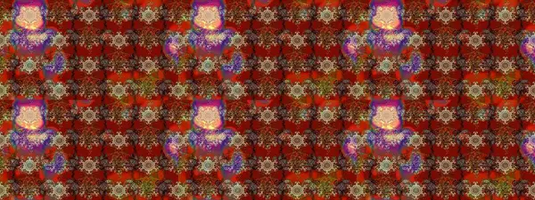Varicolobrown, kırmızı ve bej rengi raster çizimi. Küçük çiçekteki sevimli çiçek deseni. Birçok kahverengi, kırmızı ve bej soyut çiçekli tropik çizim deseni.