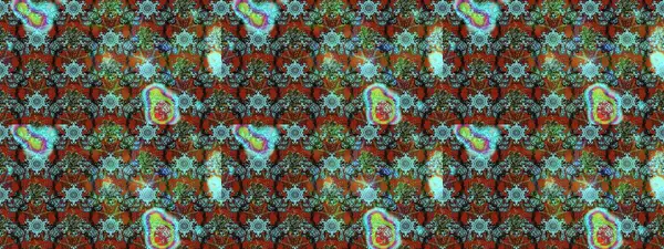 Küçük çiçekteki sevimli çiçek deseni. Çiçekler mavi, kahverengi ve yeşil renklerde.