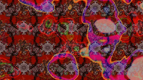 Kahverengi, kırmızı ve siyah renkte çiçekler. Raster illüstrasyonu. Çizim çiçek deseni duvar kağıdı için kullanılabilir.