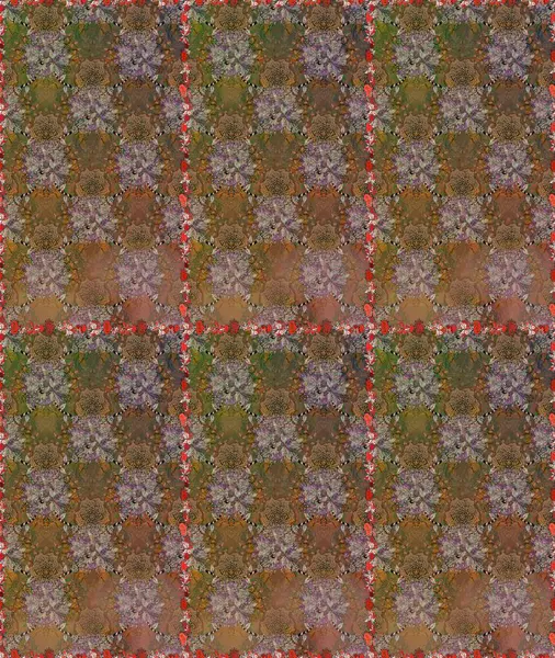 Raster deseni. Bahar çiçekleri dallı desen, kahverengi ve bej renkler çiçekli siluet.