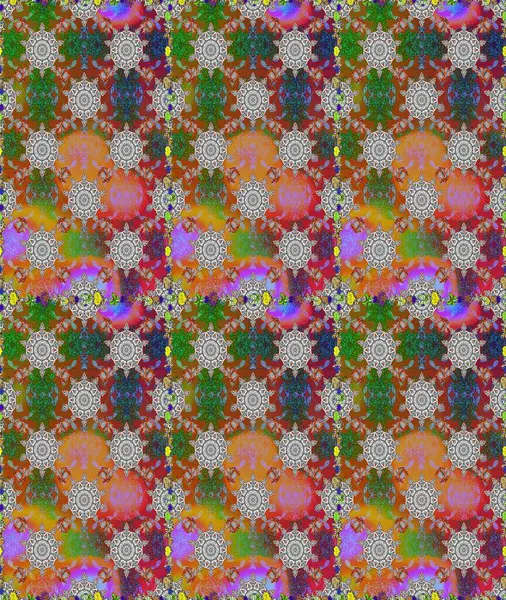 Düz Çiçek Elementleri Tasarımı. Raster kusursuz. Güzel kumaş deseni. Çiçek deseni. Renkli Bahar Teması Kusursuz Arkaplan.