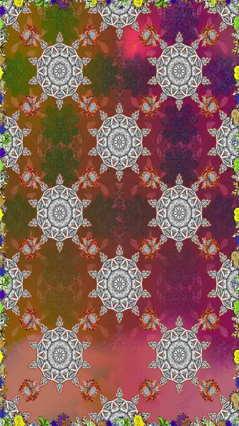 Raster illüstrasyonu. Anti-stres için soyut örnek sayfası. Kahverengi ve gri renklerde.