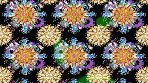 Çiçekler. Vadinin çiçekleri siyah renklerde. Soyut etnik raster çizim kalıbı.